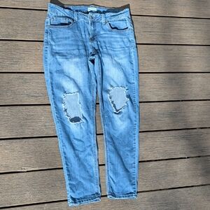 Trendy Blue Distressed Skinny Jeans